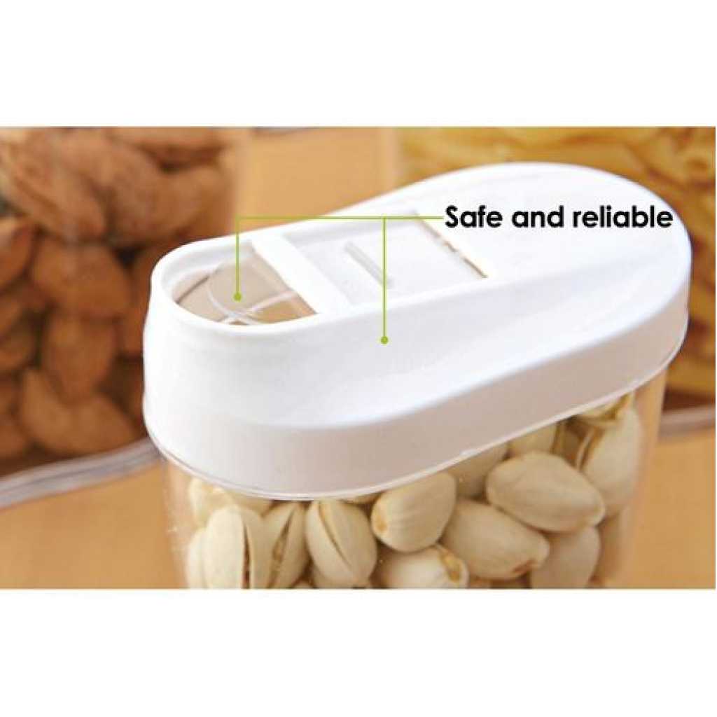 Airtight Kitchen Storage Containers 5pc Plastic Canisters With Vacuum Pour Seal Lids- Clear