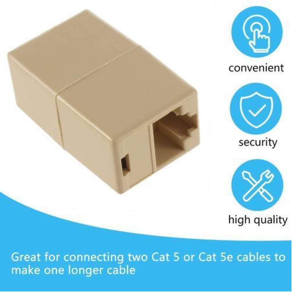 Rj45 Ethernet Lan Cable Joiner Coupler Connector - Beige