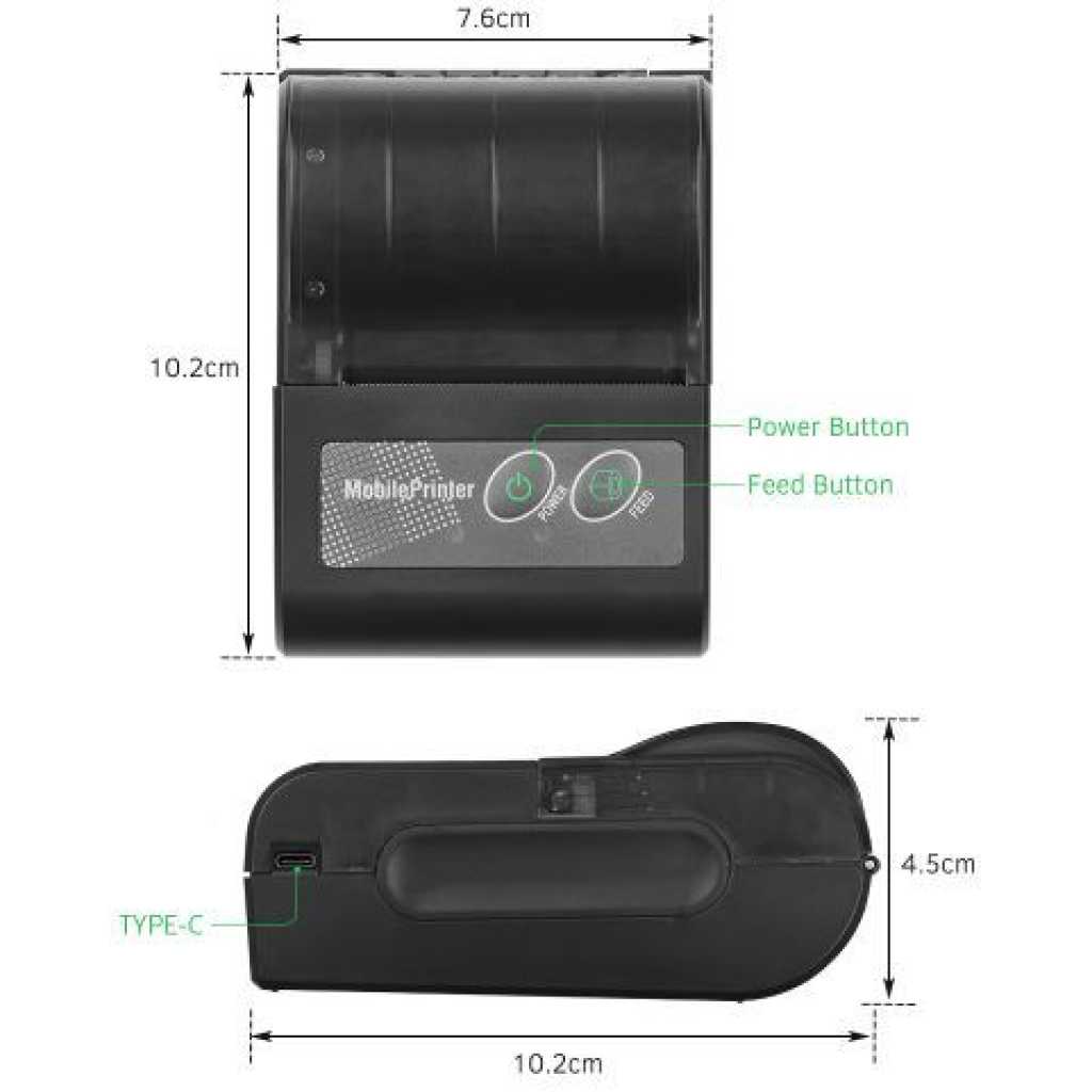 Portable 58mm Wireless BT Mobile Thermal Receipt Printer