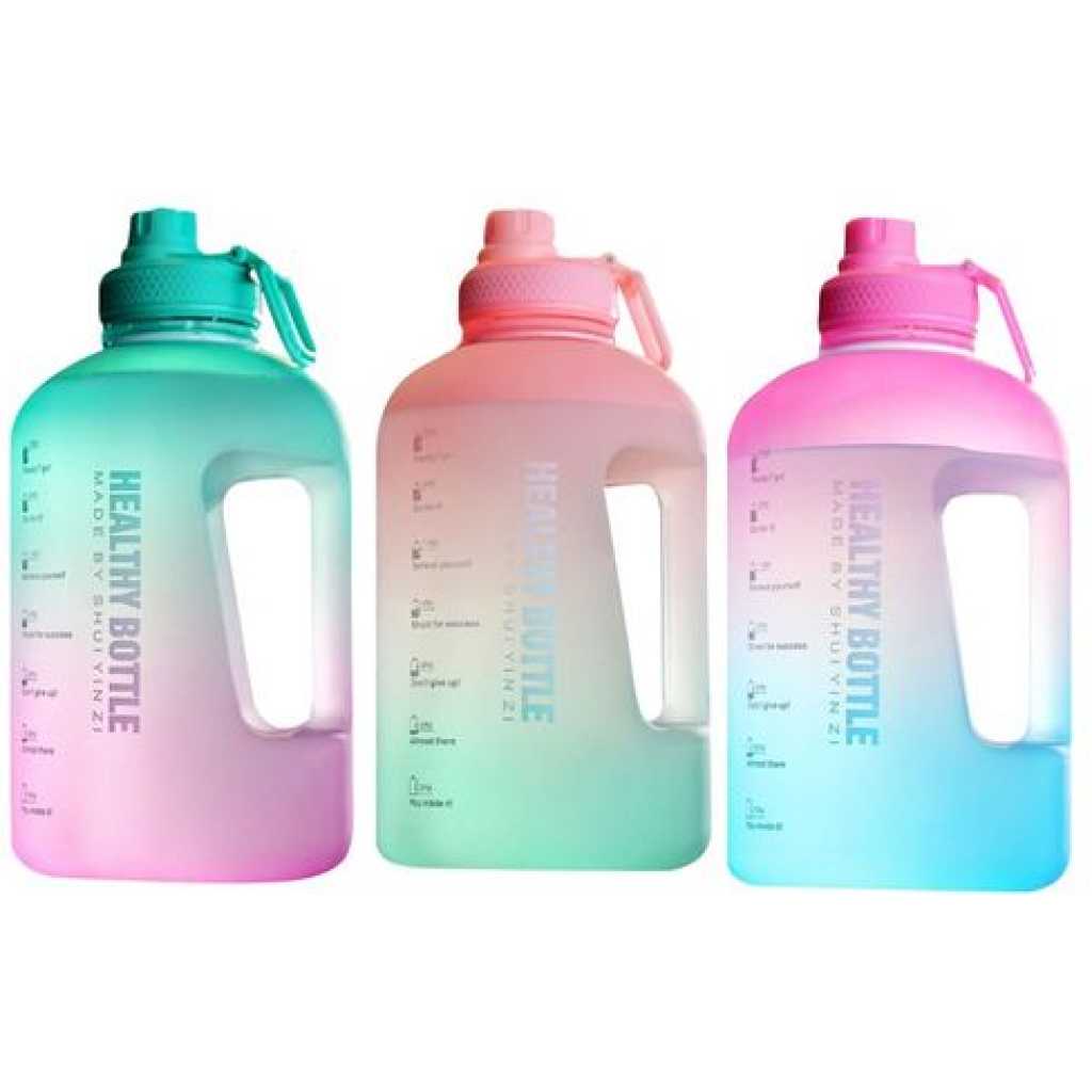 3.78L Time Marked Fitness Jug Outdoor Frosted Water Bottle, Multi-Colour.