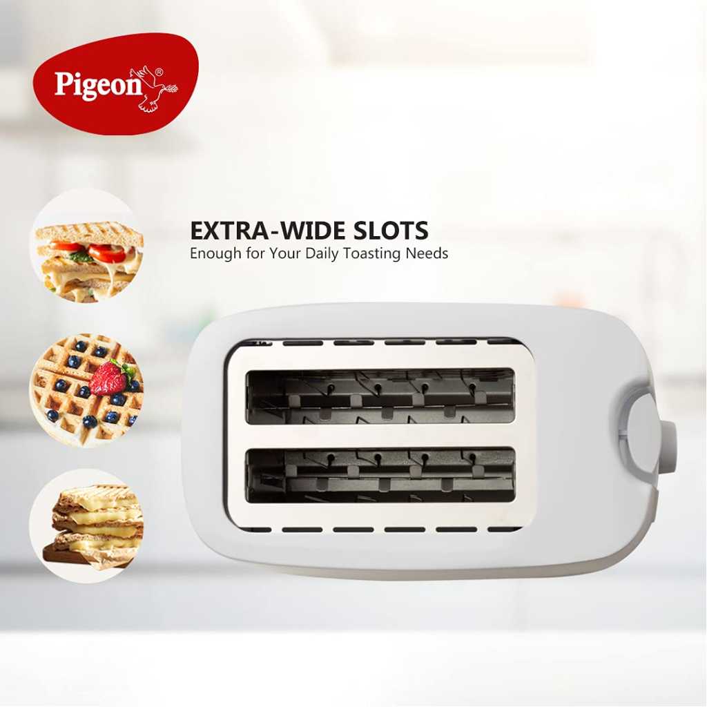 Pigeon 2 Slice Auto Pop up Toaster. A Smart Bread Toaster for Your Home (750 Watt) (White)