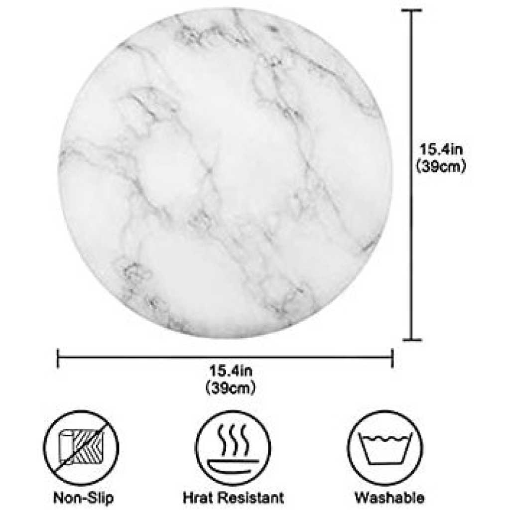 2 Sided 6PC Marble Design Round Placemats Dining Table Mats- Multi-colour.