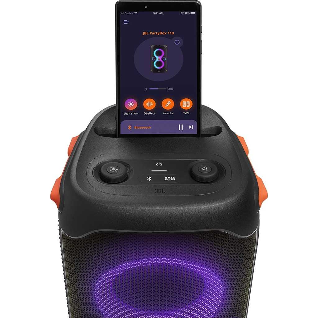 JBL PartyBox 110 - Portable Party Speaker With Built-in Lights, Powerful Sound And Deep Bass - Black