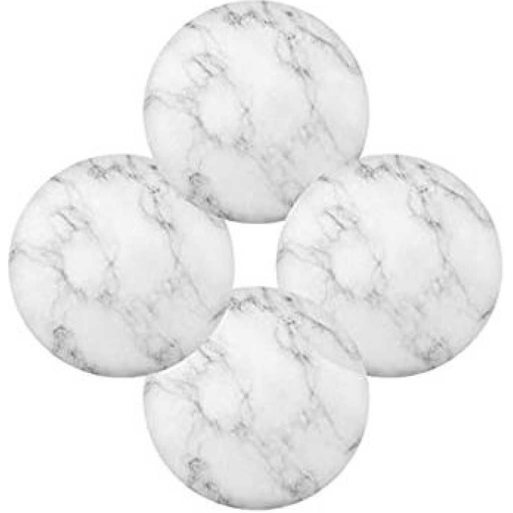 2 Sided 6PC Marble Design Round Placemats Dining Table Mats- Multi-colour.