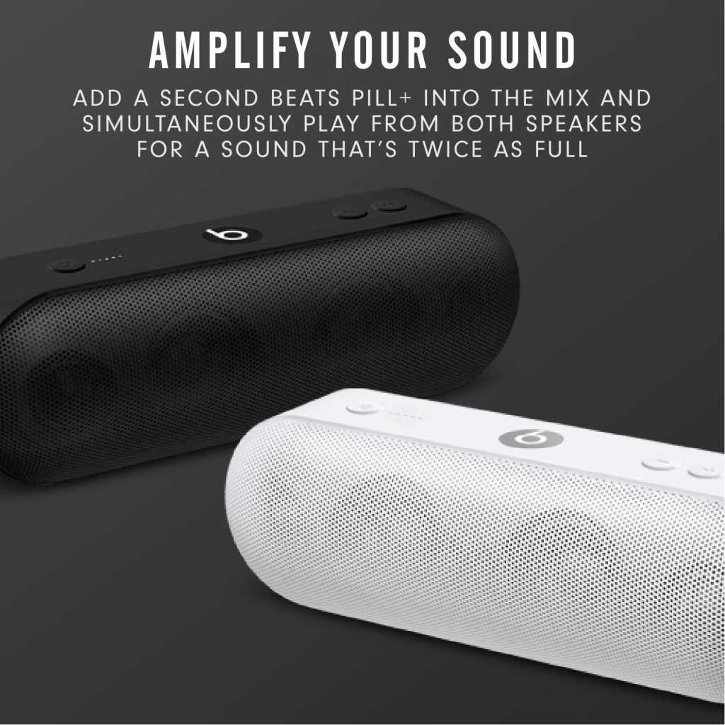 Beats Pill+ Portable Wireless Speaker - Stereo Bluetooth, 12 Hours of Listening Time, Microphone for Phone Calls - Black