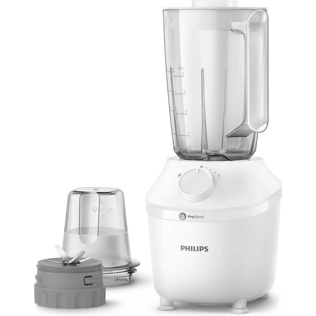 Philips Blender 3000 Series, ProBlend System, 1.9L Maximum Capacity, 1L Effective Capacity, 450W, 1 Speed Setting + Pulse, Plastic Jar, White, (HR2041)