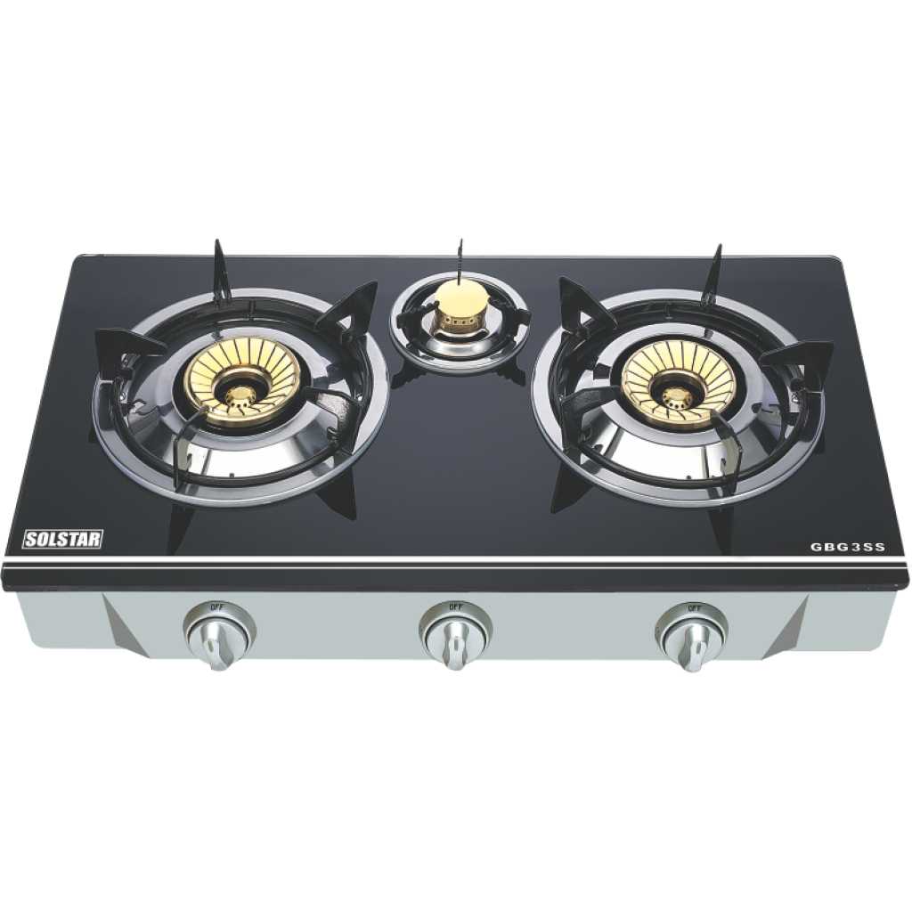 Solstar GBG 3SS 3 Gas Burner With Auto Ignition - Black