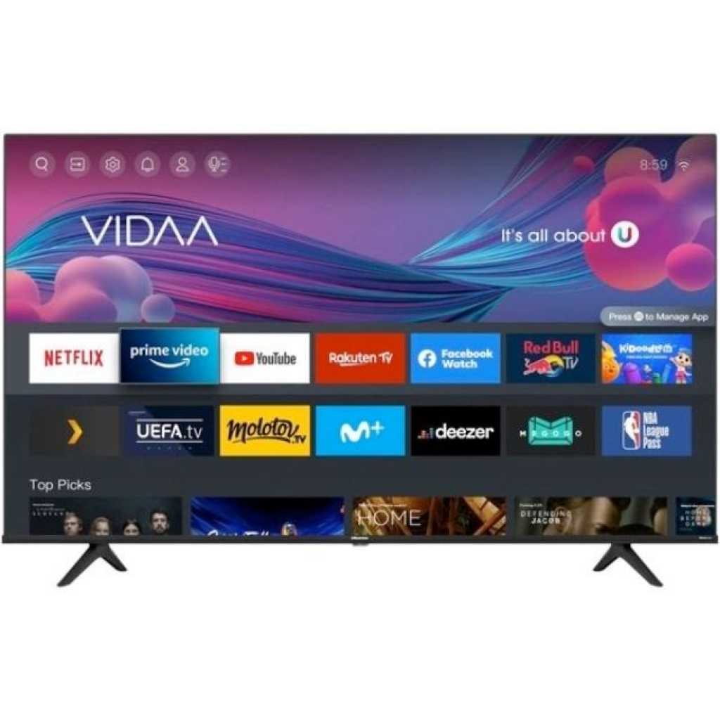 Hisense 43-Inch 4K UHD Smart VIDAA 43A6HS With Inbuilt Free To Air Decoder - Black