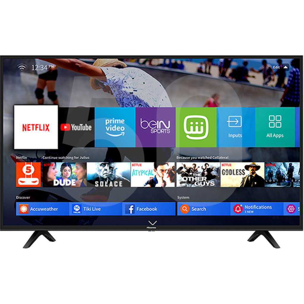 Hisense 50-Inch UHD 4K TV VIDAA Smart TV With lnbuilt Decoder - Black