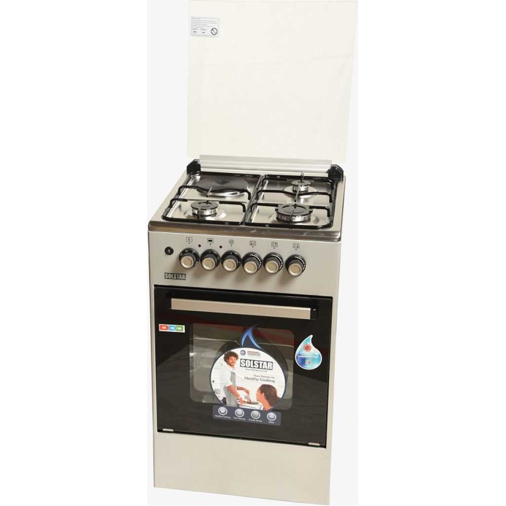 Solstar SO531DERINBSS Standing Cooker 50x50 3 Gas 1 Hot Plate - Silver