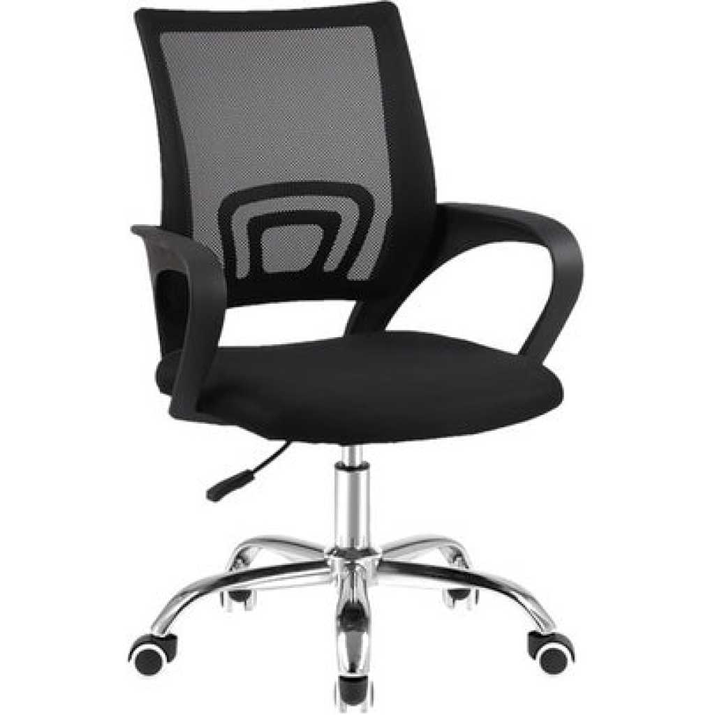 Adjustable Height Drafting Office Chair with Armrest and Regolabile Foot Ring, Black/Silver