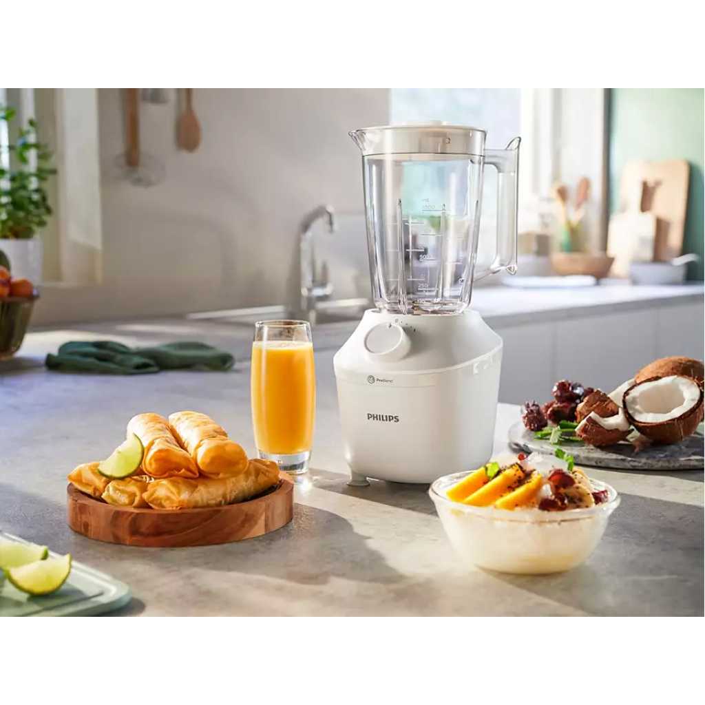 Philips Blender 3000 Series, ProBlend System, 1.9L Maximum Capacity, 1L Effective Capacity, 450W, 1 Speed Setting + Pulse, Plastic Jar, White, (HR2041)