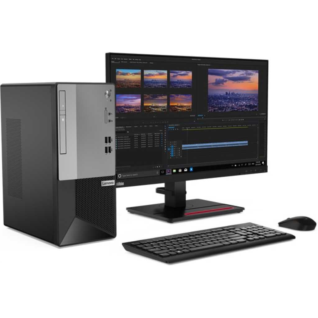 Lenovo V50T Desktop Intel Pentium G6405 4GB RAM 1TB HDD, 21.5″ FHD Monitor - Black