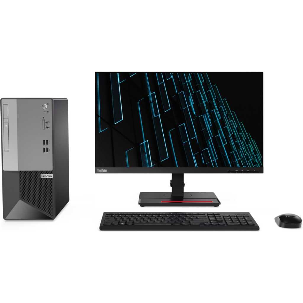 Lenovo V50T Desktop Intel Pentium G6405 4GB RAM 1TB HDD, 21.5″ FHD Monitor - Black