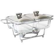 1.3L Multi-purpose Double Glass Chafing Dish Buffet Food Warmers- Clear.