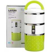 3 Layer Steel Food Insulated Lunch Box Container Tiffin- Multi-colours.