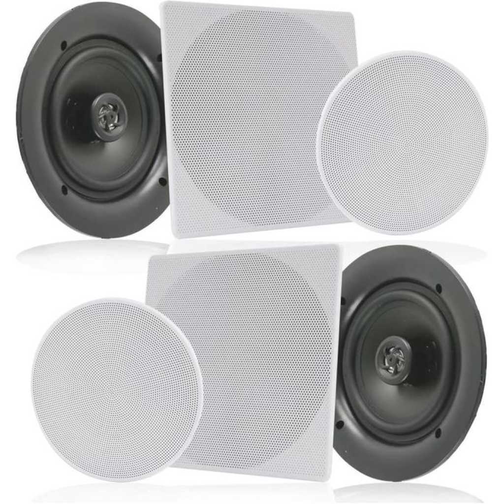 Pyle 2-Way In-Wall In-Ceiling Speaker System - Dual 10 Inch 300W Pair of Ceiling Wall Flush Mount Speakers w/ 1" Silk Dome Tweeter, Adjustable Treble Control - For Home Theater Entertainment