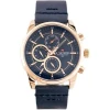 Naviforce Men's Designer Leather Strap Watch - Blue, Gold