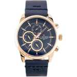 Naviforce Men's Designer Leather Strap Watch - Blue, Gold