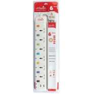 Office Point 6-Way Multi-Socket Power Strip With Surge Protection And USB Extension Cable - White