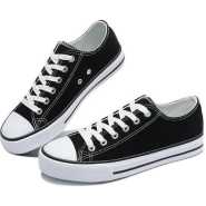 Black And White LaceUp Casual Unisex Canvas Sneakers Men's Fashion TilyExpress 2