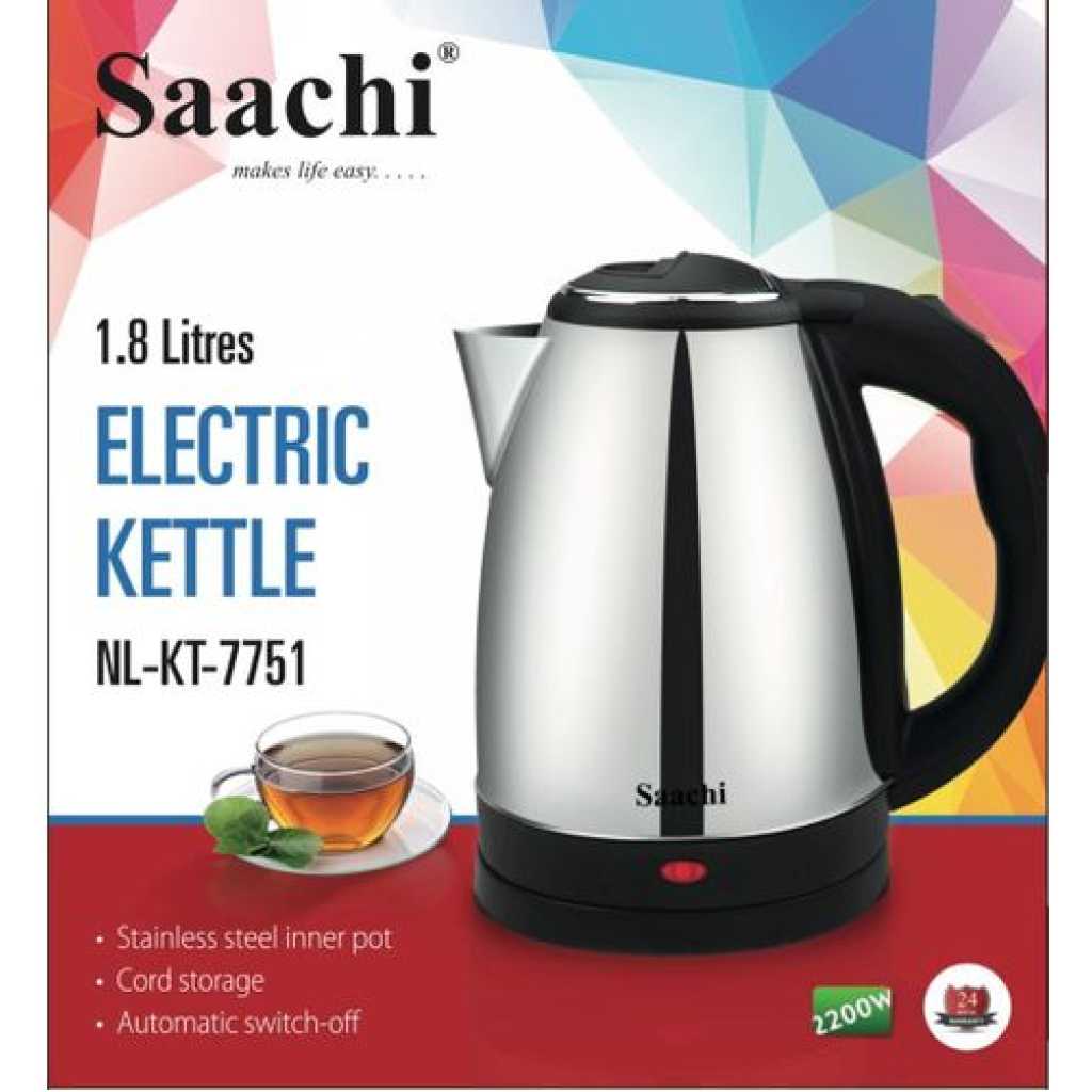 Saachi Original 1.8L Stainless Electric Kettle NL-KT-7751 - Silver, Black