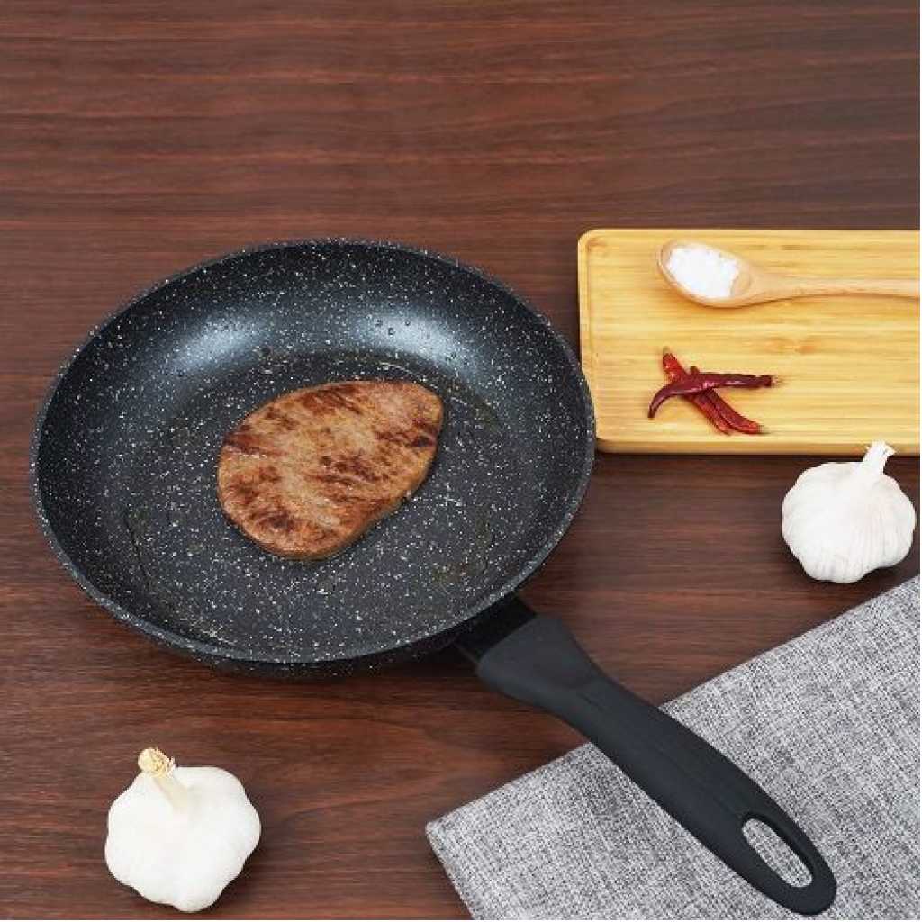 28Cm Non-Stick, Anti-Scratch Frying Pans, Cool Touch Handles For Induction, Electric and Gas Hobs- Black.