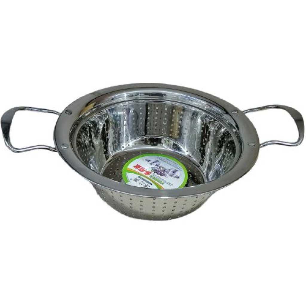 24 cm Stainless Steel Rice, Vegetable Washing Strainer Colander - Silver