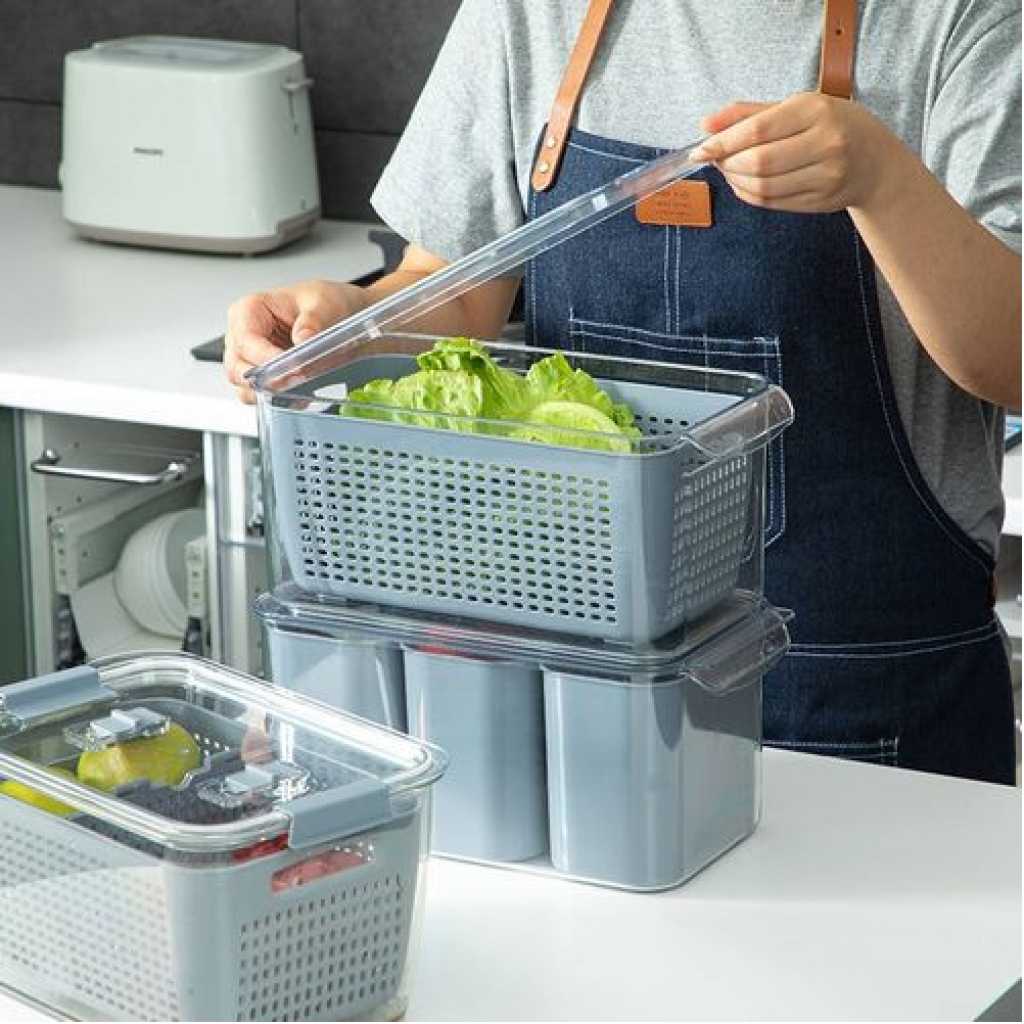 2.72L Refrigerator Organizer Bin Storage Container For Fruits Vegetables - Multi-colours.