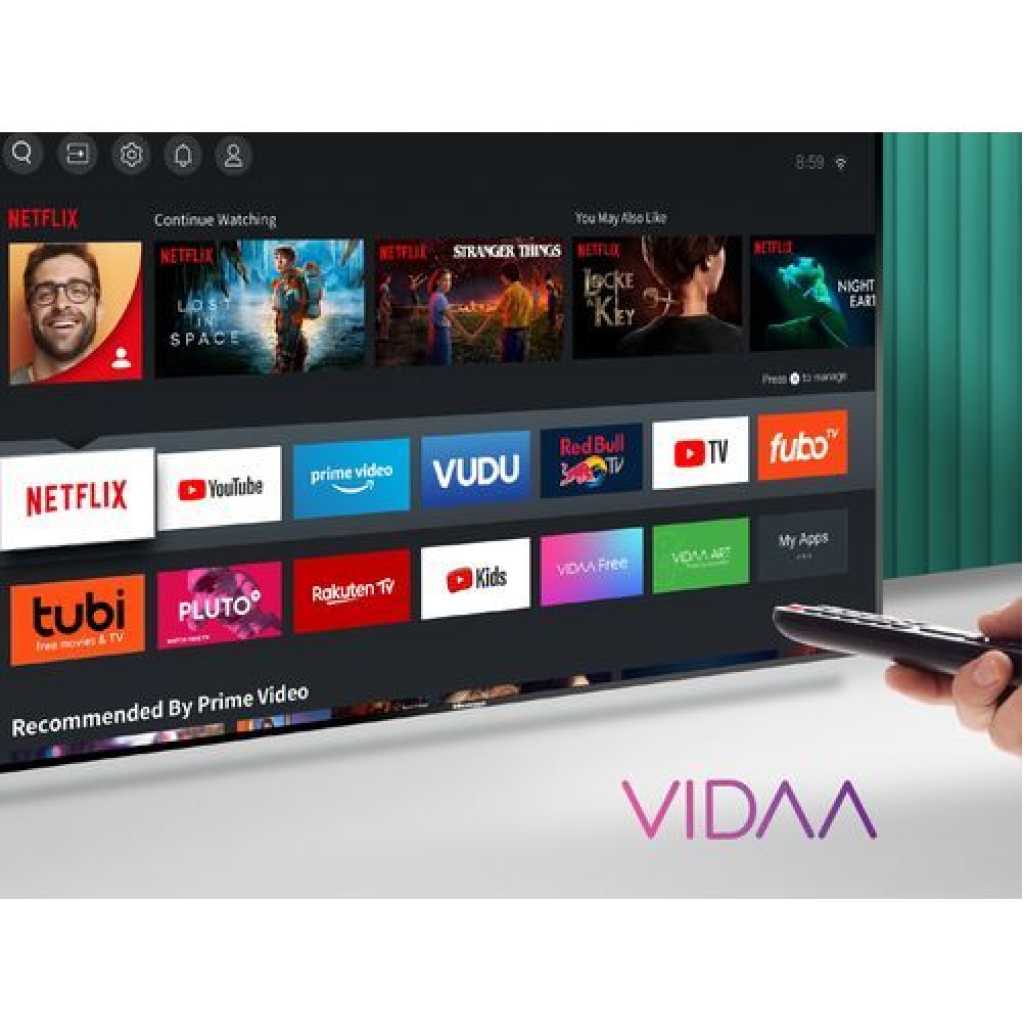 Hisense 43″ UHD 4K LED VIDAA Smart TV; Premium A6 Series, Bluetooth, USB, HDMI, Facebook Watch, Prime Video, Youtube, Netflix, Frameless With Inbuilt Free To Air Decoder – Black