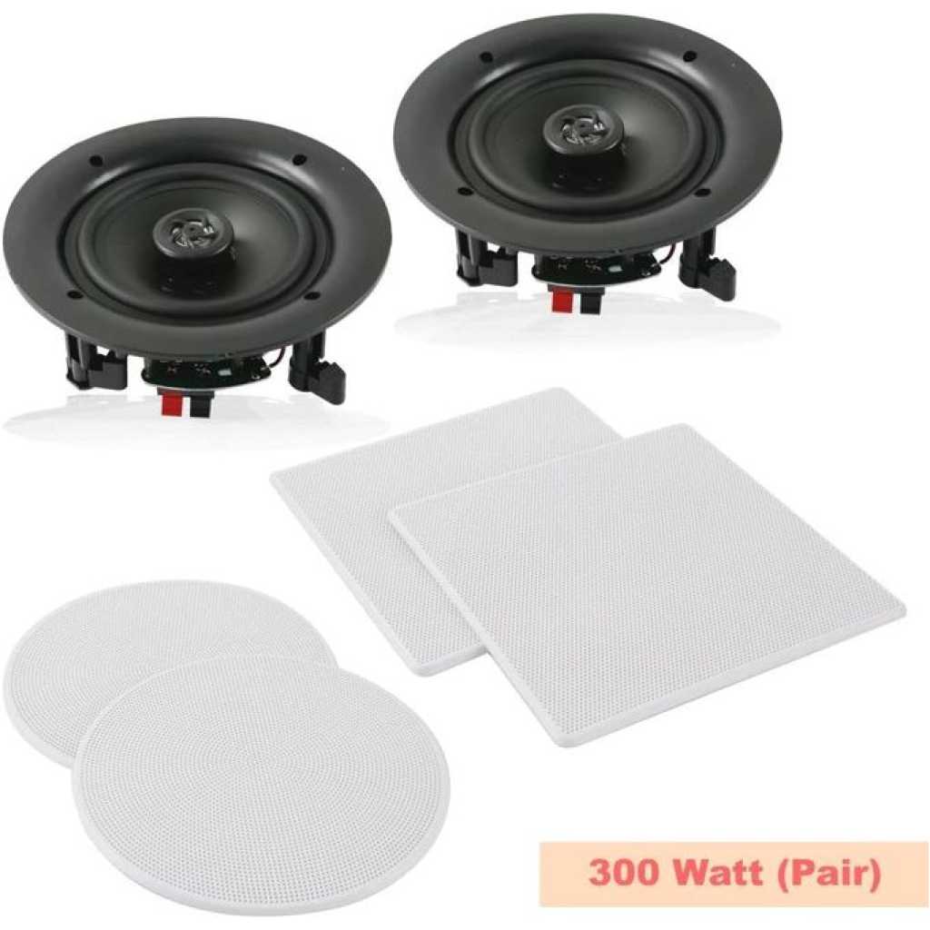 Pyle 2-Way In-Wall In-Ceiling Speaker System - Dual 10 Inch 300W Pair of Ceiling Wall Flush Mount Speakers w/ 1" Silk Dome Tweeter, Adjustable Treble Control - For Home Theater Entertainment