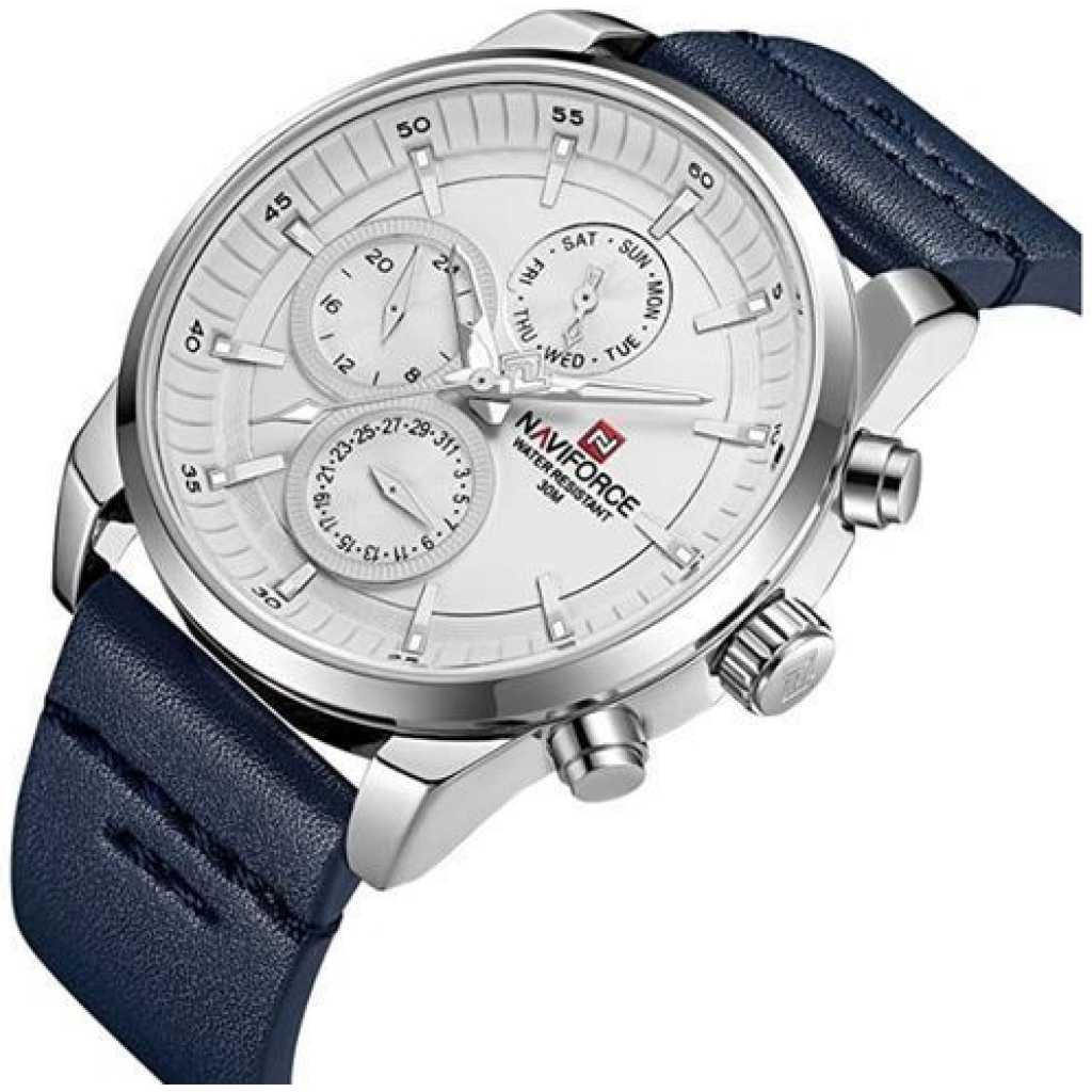 Naviforce NF9148 - Men's Designer Leather Strap Watch - Blue