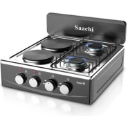 Saachi 2 Gas + 2 Electric Hot Plates Stainless Steel Table Top - Black