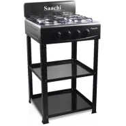 Saachi Stainless Steel 4 Gas Burner Stove With Shelves - Black