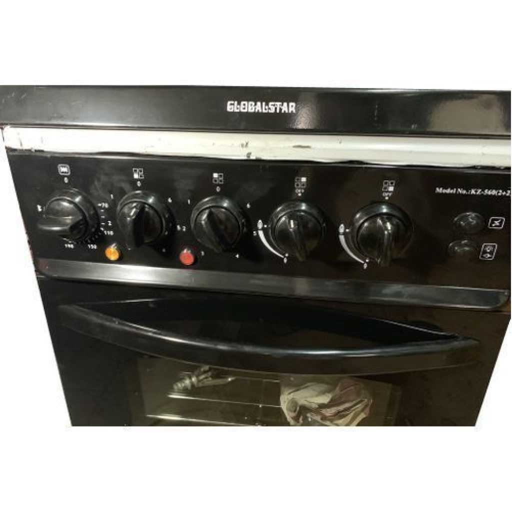 Global Star 2 Gas Cooker + 2 Electric Oven Cooker 50x50cm – Black