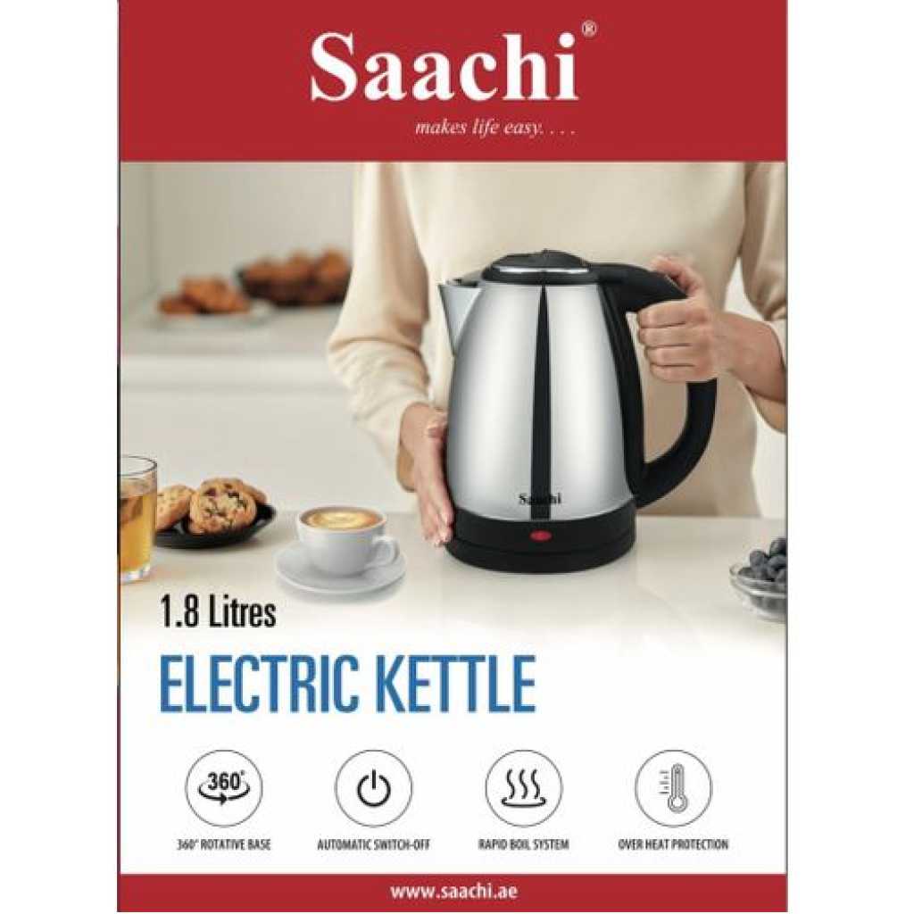 Saachi Original 1.8L Stainless Electric Kettle NL-KT-7751 - Silver, Black