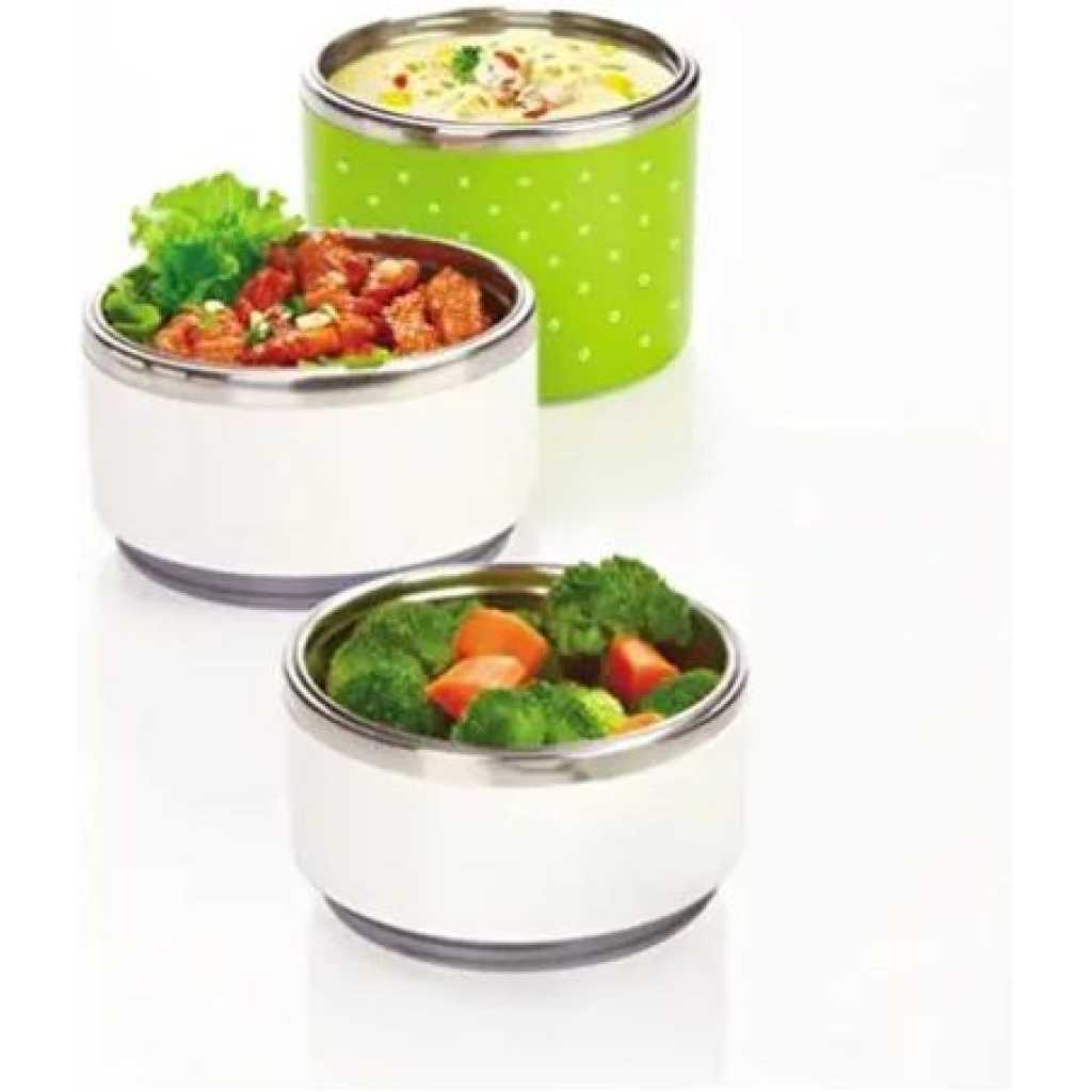 3 Layer Steel Food Insulated Lunch Box Container Tiffin- Multi-colours.