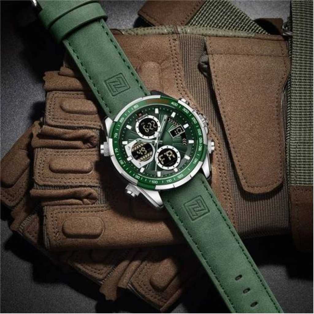 Naviforce Leather Strapped Office And Casual Water Proof Watch - Green