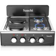 Saachi 2 Gas + 2 Electric Hot Plates Stainless Steel Table Top – Black Electric Cook Tops TilyExpress