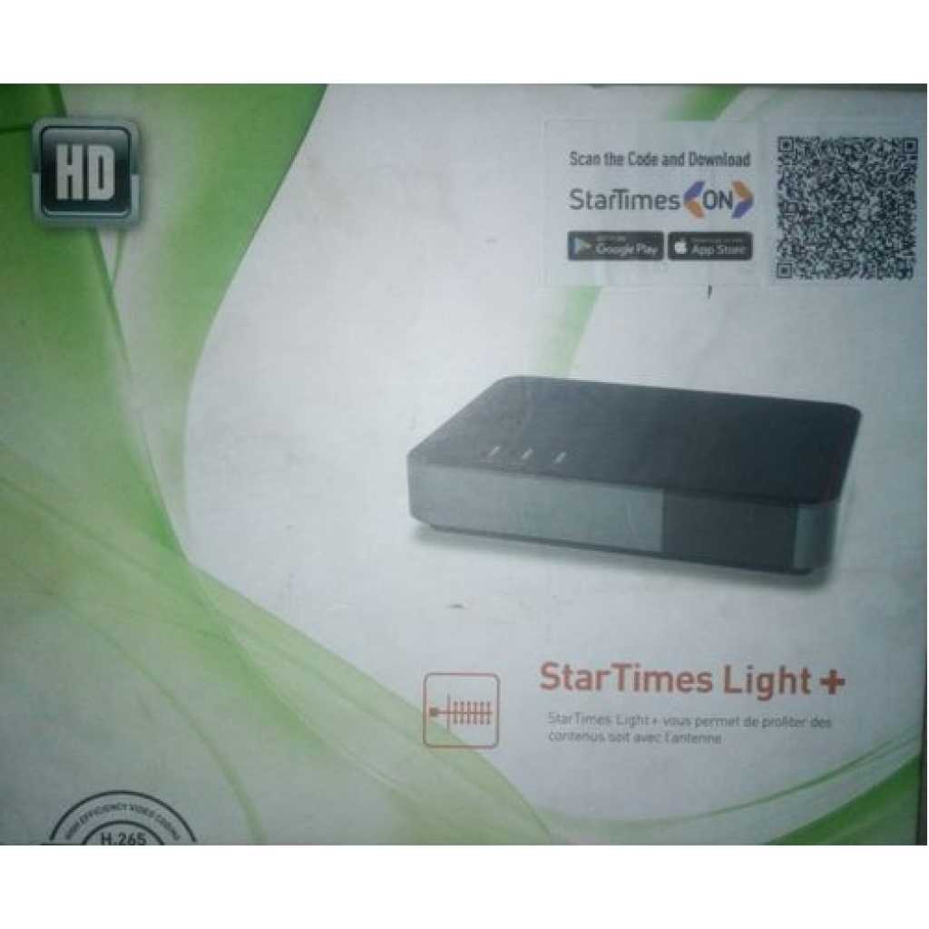 Startimes Decoder, Antenna + 1 Month Subscription Package - Black