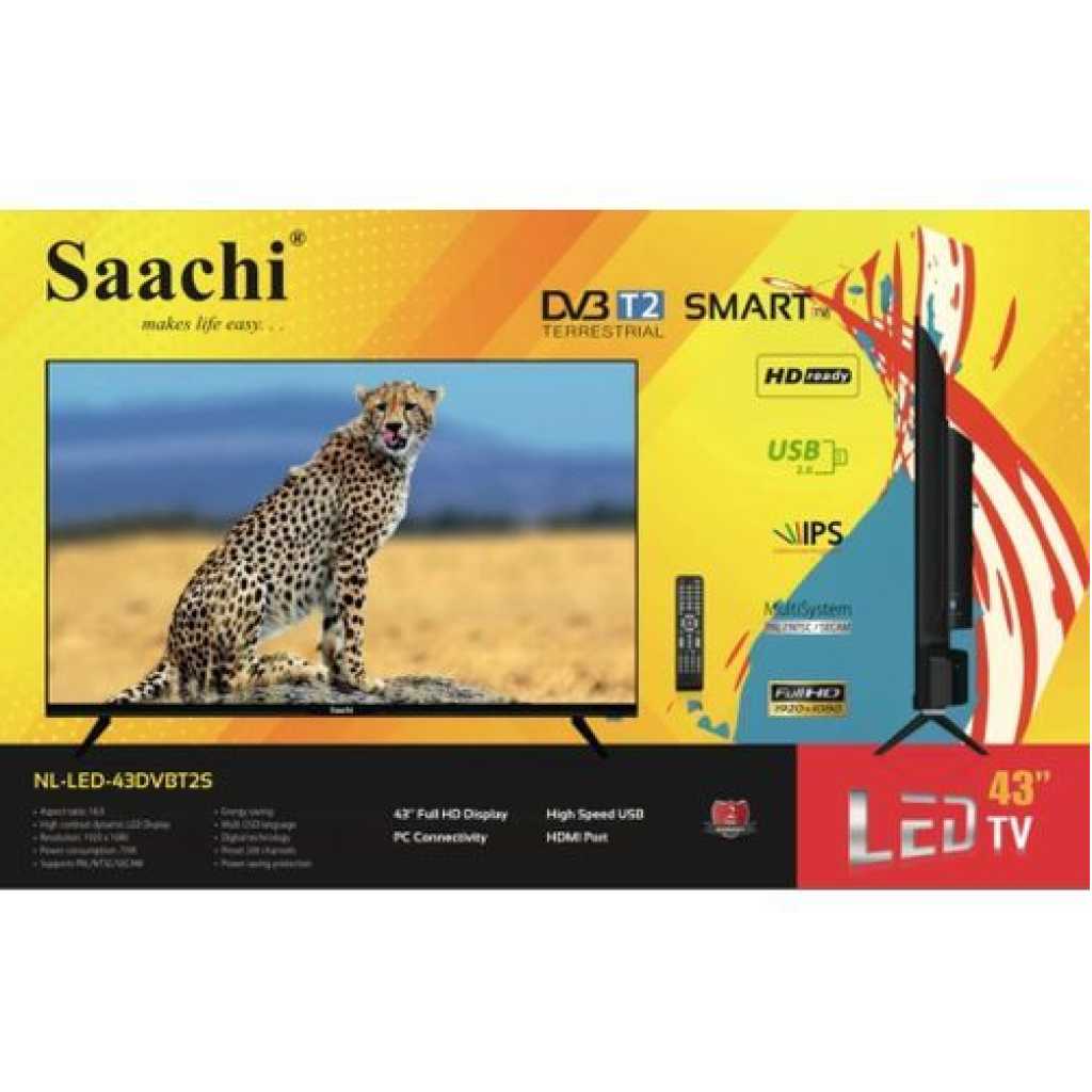 Saachi 43 Inch Smart TV Frameless Flat Screen Android TV With Inbuilt Free To Air Decoder - Black
