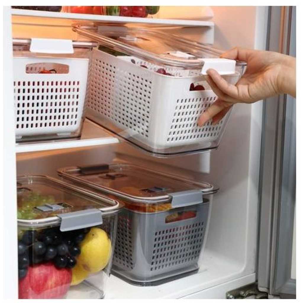 2.72L Refrigerator Organizer Bin Storage Container For Fruits Vegetables - Multi-colours.