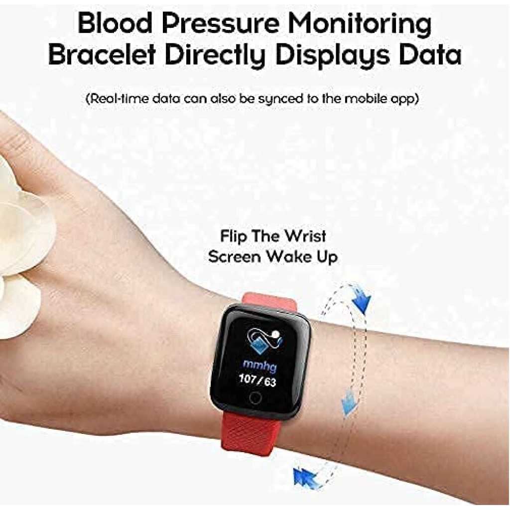 Smart Bracelet Fitness Tracker Color Screen Smartwatch Heart Rate Blood Pressure Pedometer Sleep Monitor (Black)