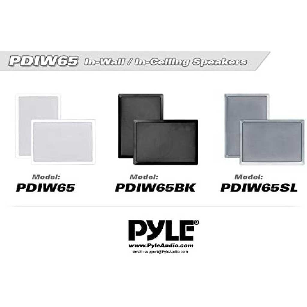 Pyle Two Way Stereo Sound Speaker - Dual Professional Audio Speakers System - In Wall / In Ceiling White Mount Flush, 6.5" Midbass, 1/2 Inch Polymer Tweeter - Indoor Home Theater