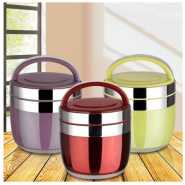 2 Layer Portable Steel Insulated Food Thermal Container Lunch Box 1.2L- Multi-colours.