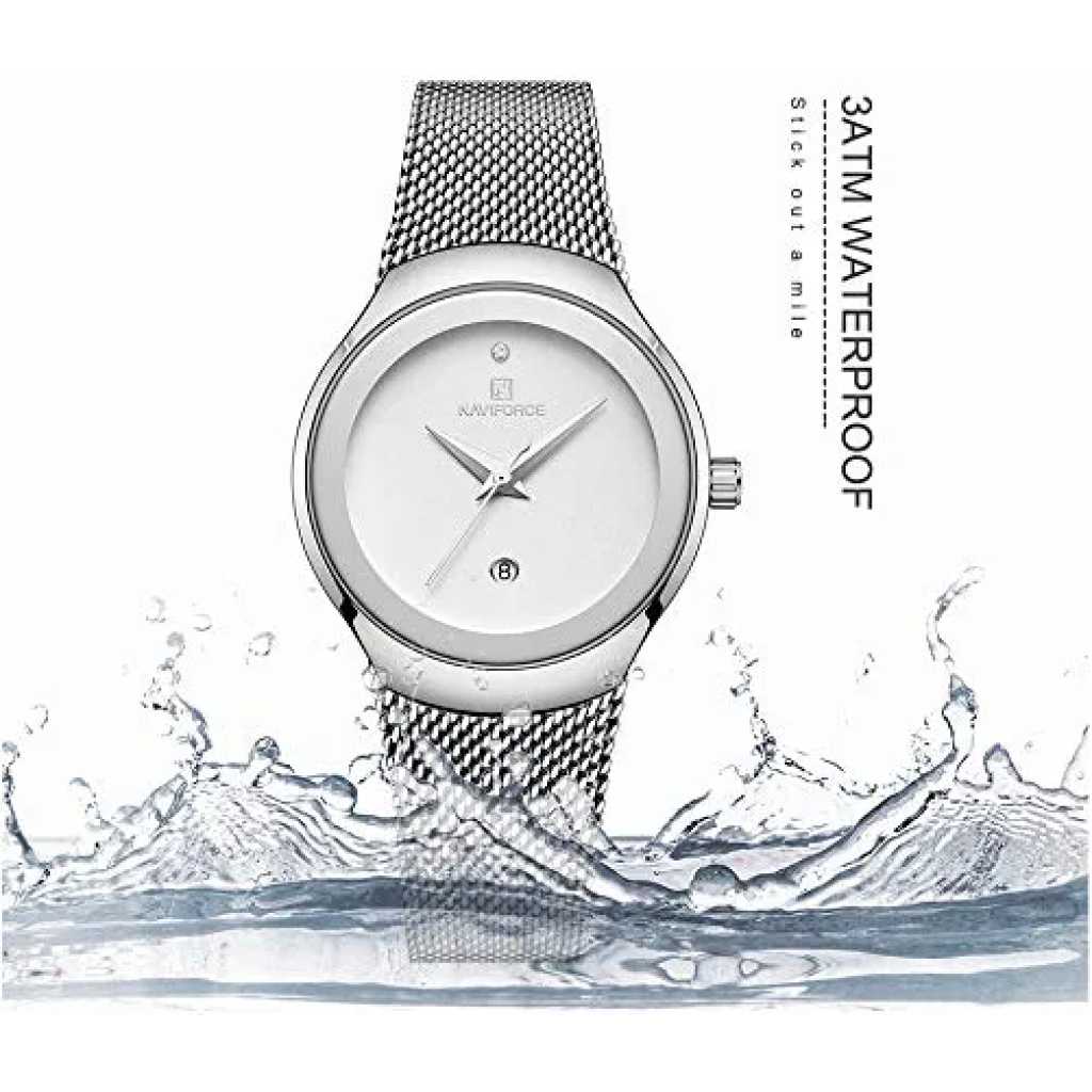 NAVIFORCE Women's Analogue Quartz Watch Waterproof Simple Stainless Steel Band