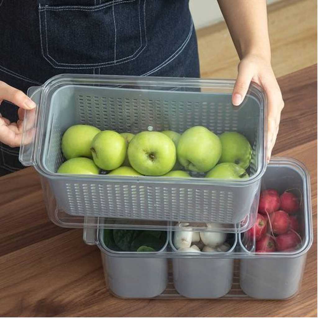 2.72L Refrigerator Organizer Bin Storage Container For Fruits Vegetables - Multi-colours.