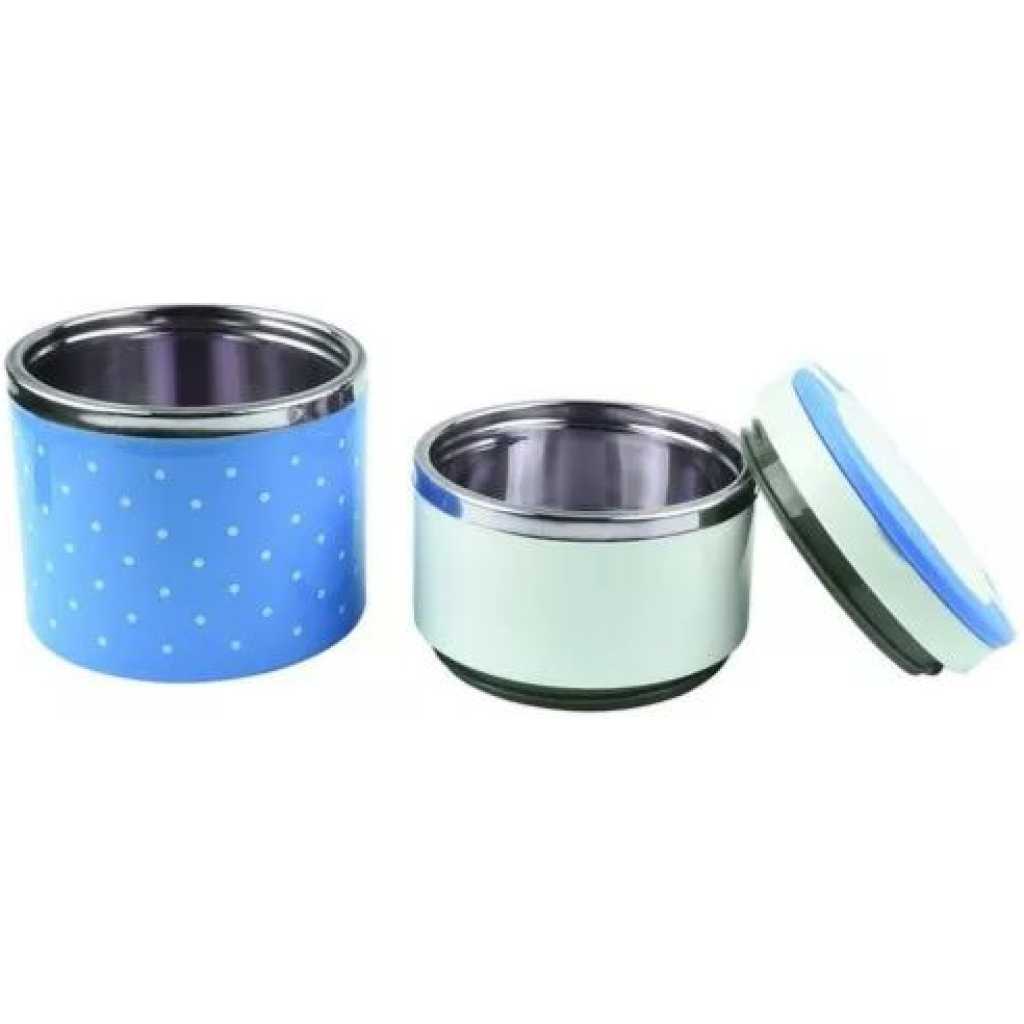 2 Layer Steel Food Insulated Lunch Box Container Tiffin- Multi-colours.