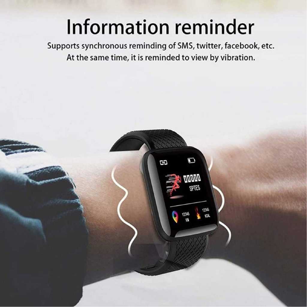 Smart Bracelet Fitness Tracker Color Screen Smartwatch Heart Rate Blood Pressure Pedometer Sleep Monitor (Black)