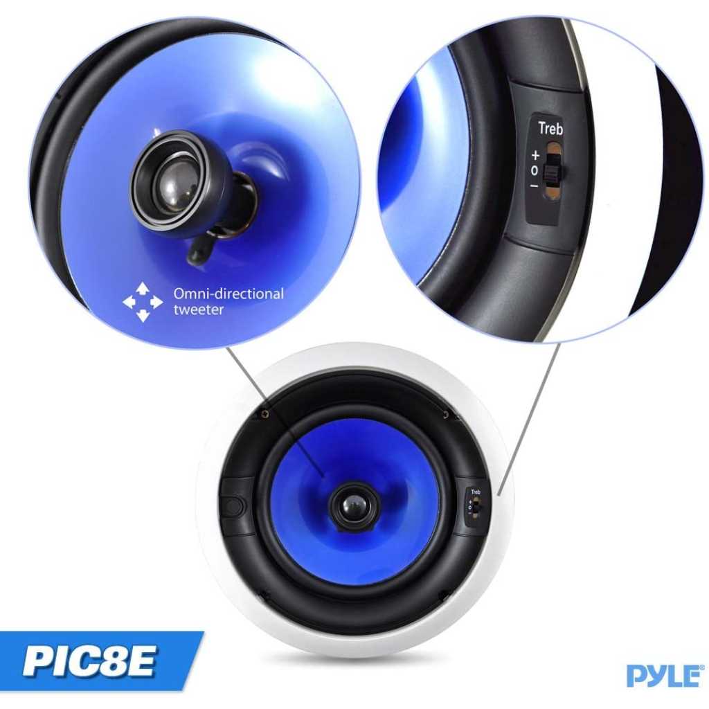 Pyle 2-Way In-Wall In-Ceiling Speaker System - Dual 10 Inch 300W Pair of Ceiling Wall Flush Mount Speakers w/ 1" Silk Dome Tweeter, Adjustable Treble Control - For Home Theater Entertainment